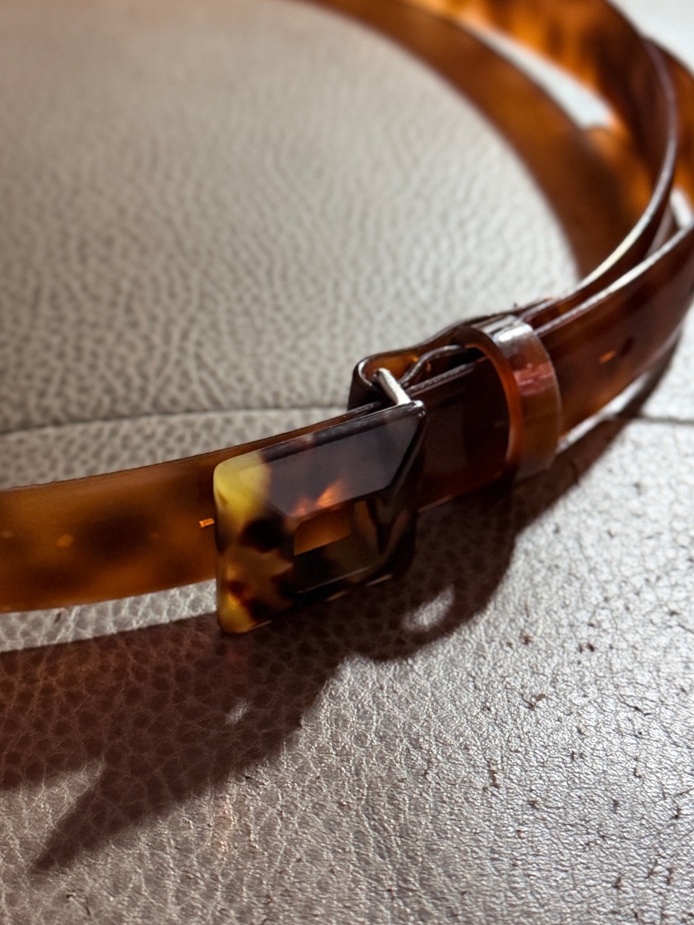 Vintage Tortoiseshell Resin Skinny Belt
